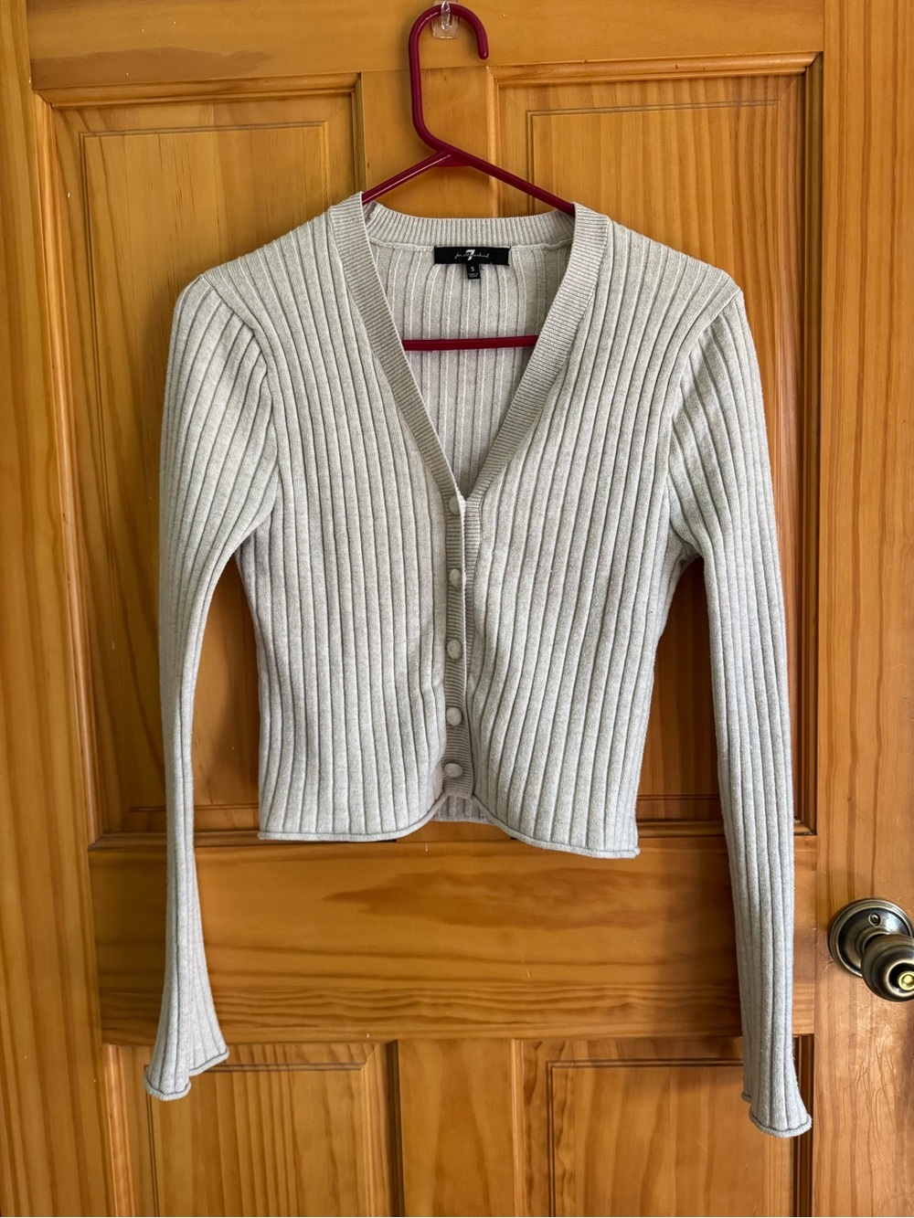 7 for all mankind cropped cardigan off white button down soft and stretchy